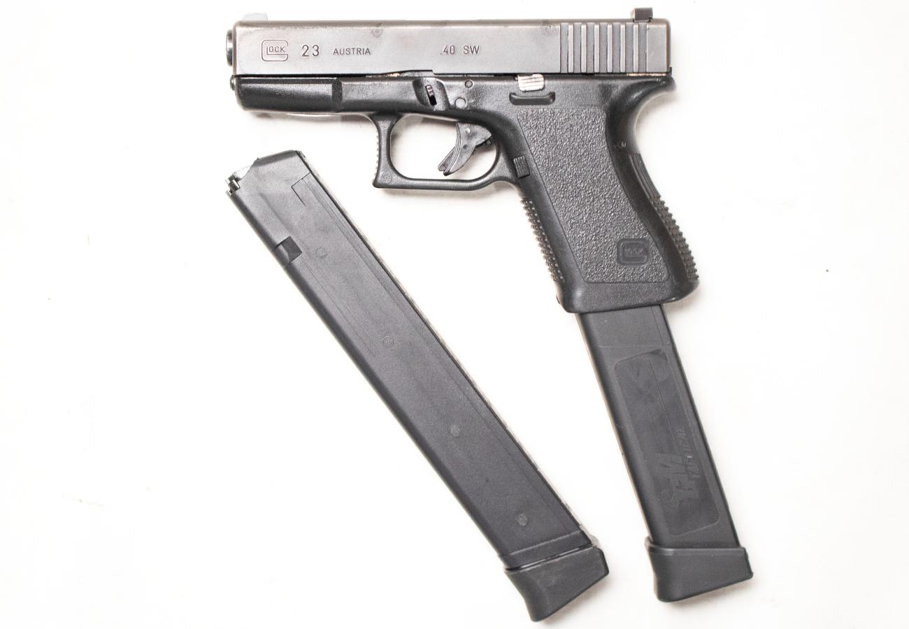 GLOCK 23 Gen2 40 S&W Police Trade-in Semi-Auto Pistol with Two Extended Magazines